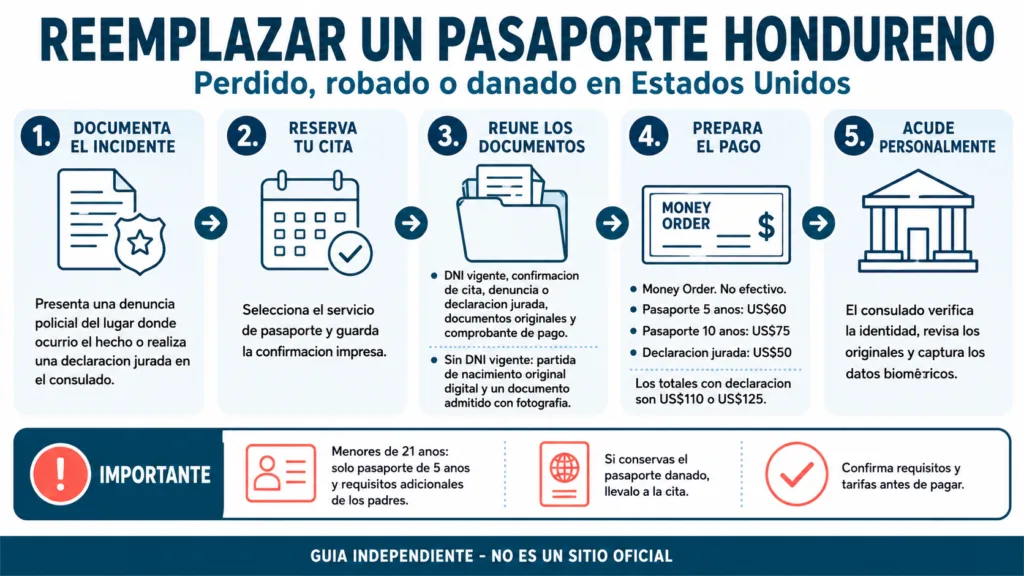Cómo reemplazar un pasaporte hondureño perdido, robado o dañado en Estados Unidos