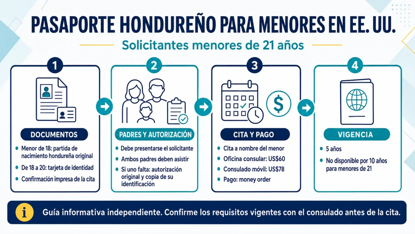 Pasaporte hondureño para menores de edad en Estados Unidos
