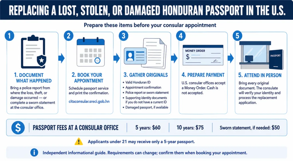 Replacing a Lost, Stolen, or Damaged Honduran Passport in the United States