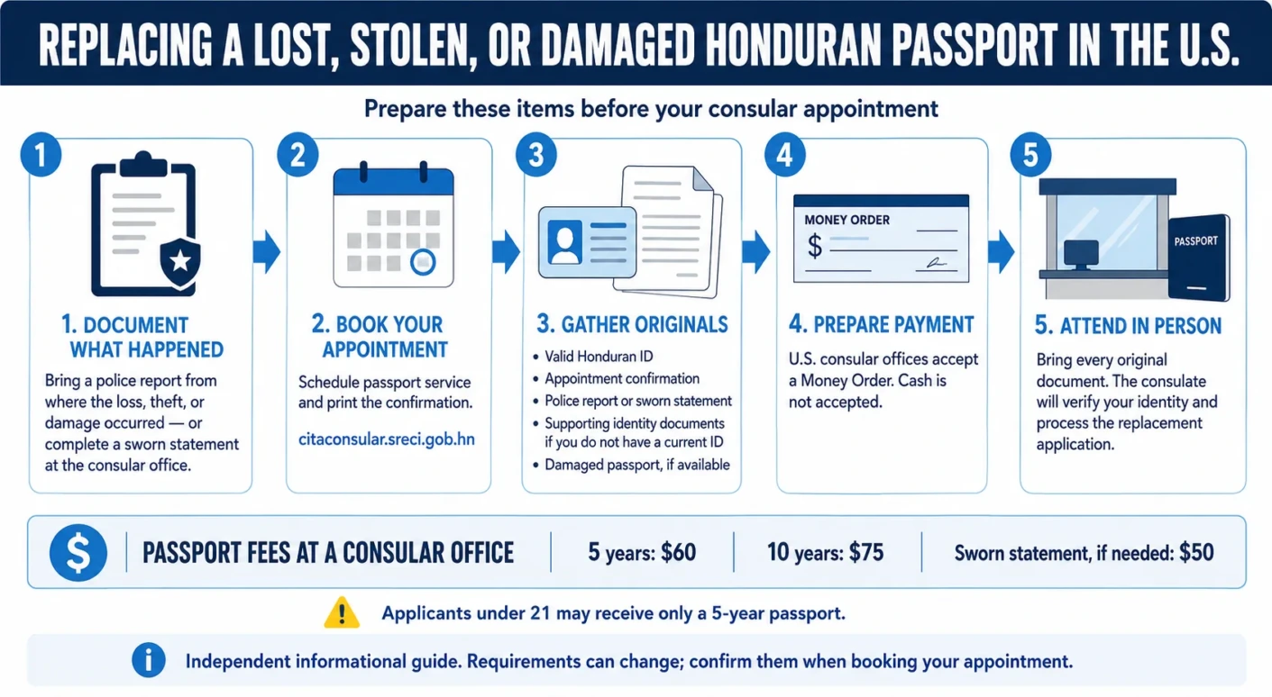 Replacing a Lost, Stolen, or Damaged Honduran Passport in the United States