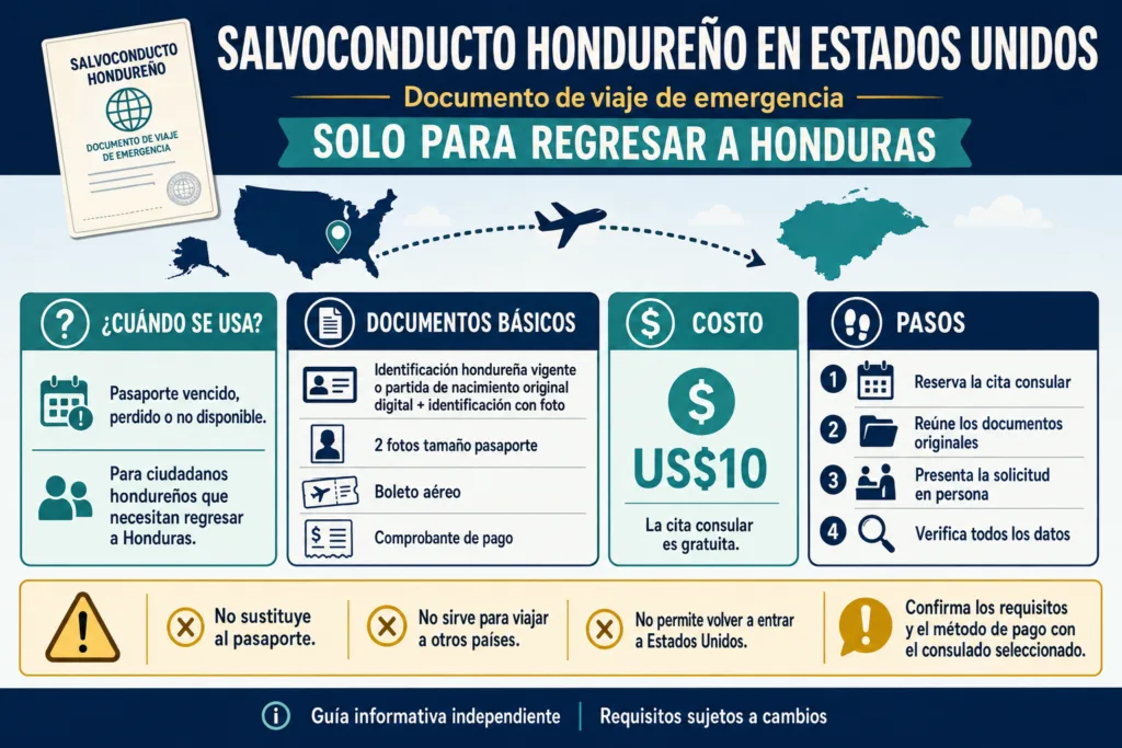 Salvoconducto hondureño en Estados Unidos documento de viaje de emergencia