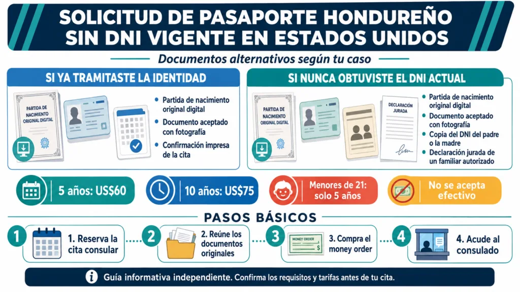 Solicitud de pasaporte hondureño sin DNI vigente en Estados Unidos
