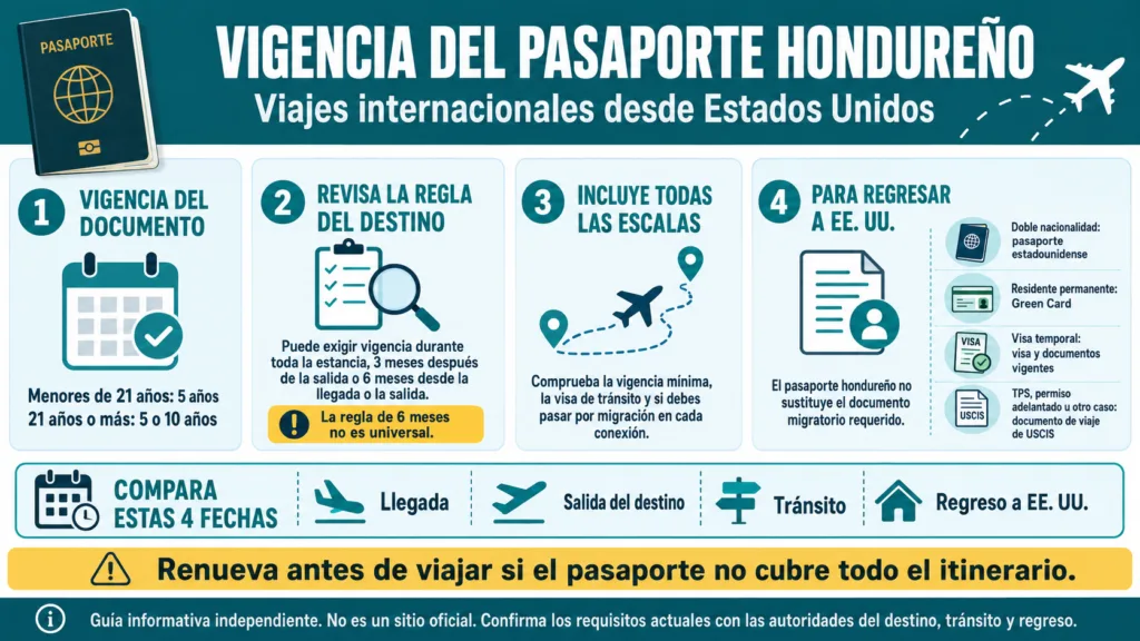 Vigencia del pasaporte hondureño para viajes internacionales desde Estados Unidos