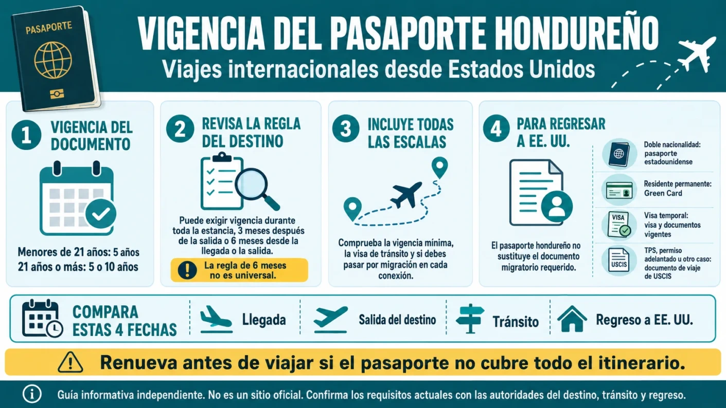 Vigencia del pasaporte hondureño para viajes internacionales desde Estados Unidos